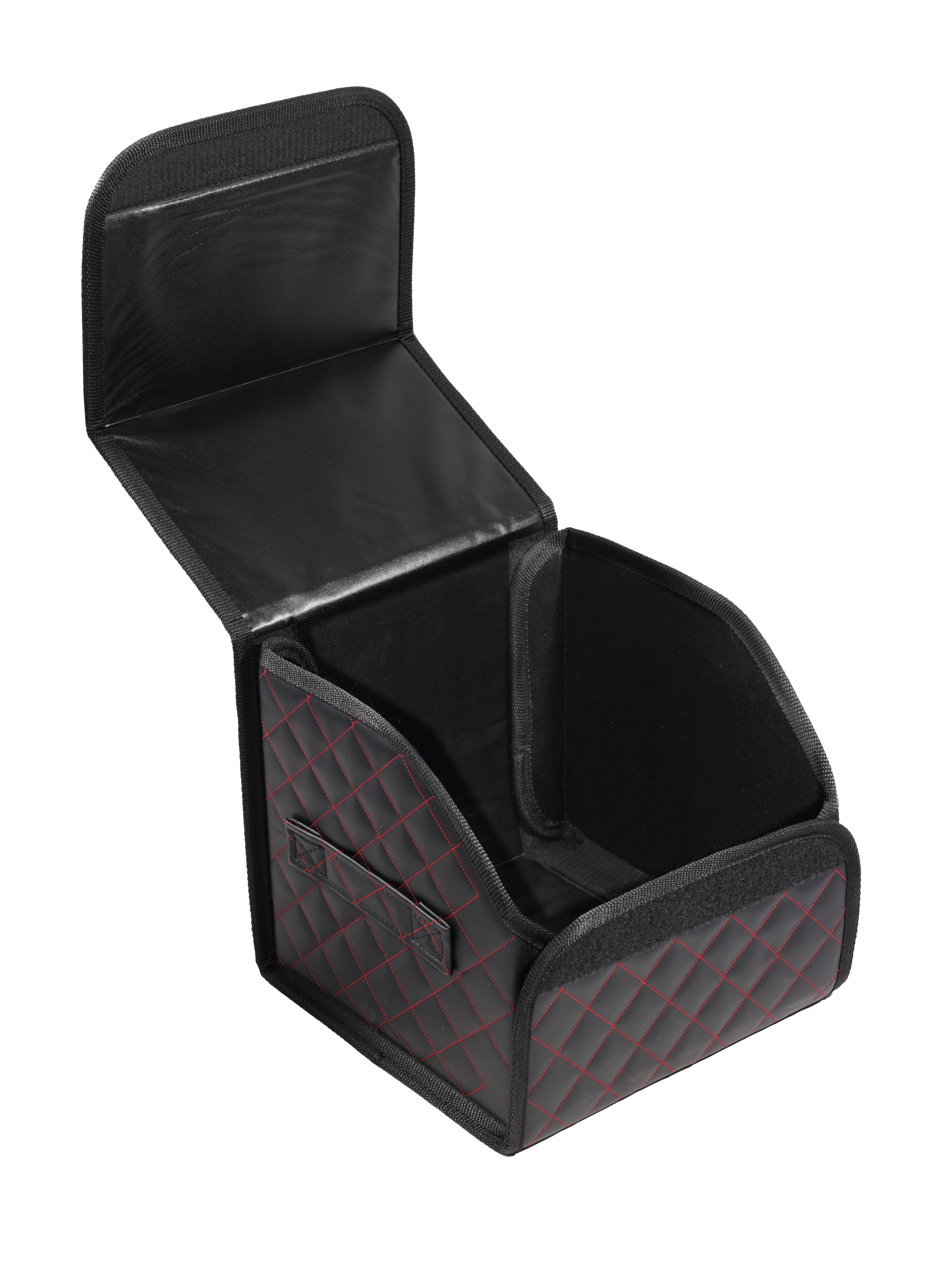 Саквояж-органайзер в багажник, экокожа, черный/красный, 30*30*30 см STVOL